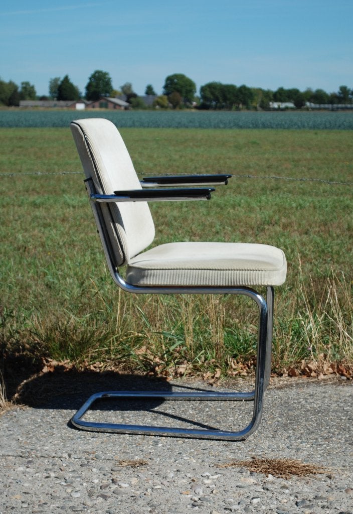 Vintage buisframe stoel met sledeframe, Ophalen, Gebruikt, Overige kleuren, Vintage