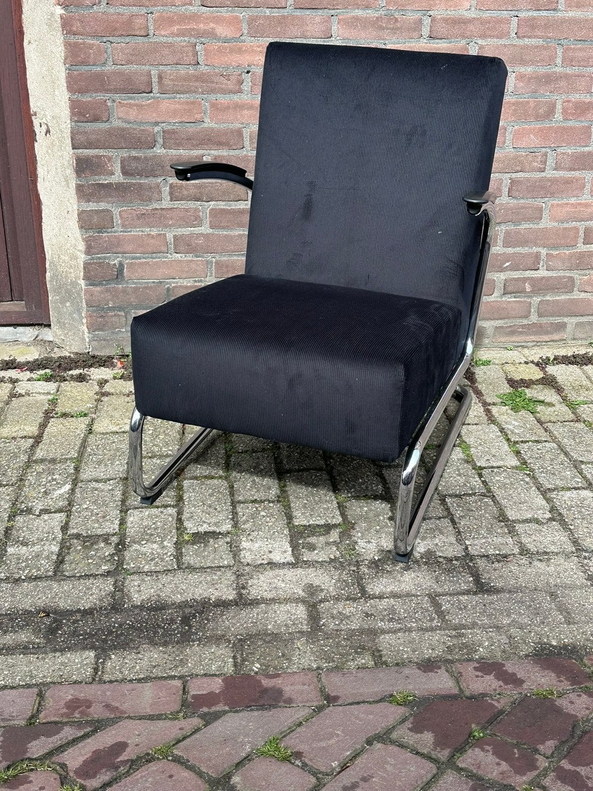 Gispen 405 / Zwarte Manchester Ribstof, Ophalen, 75 tot 100 cm, Stof, 50 tot 75 cm