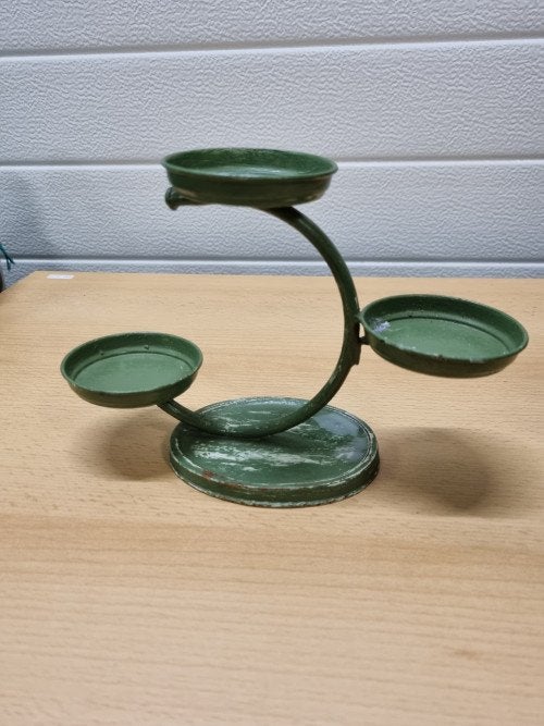 Kandelaar retro groen metaal, Ophalen of Verzenden