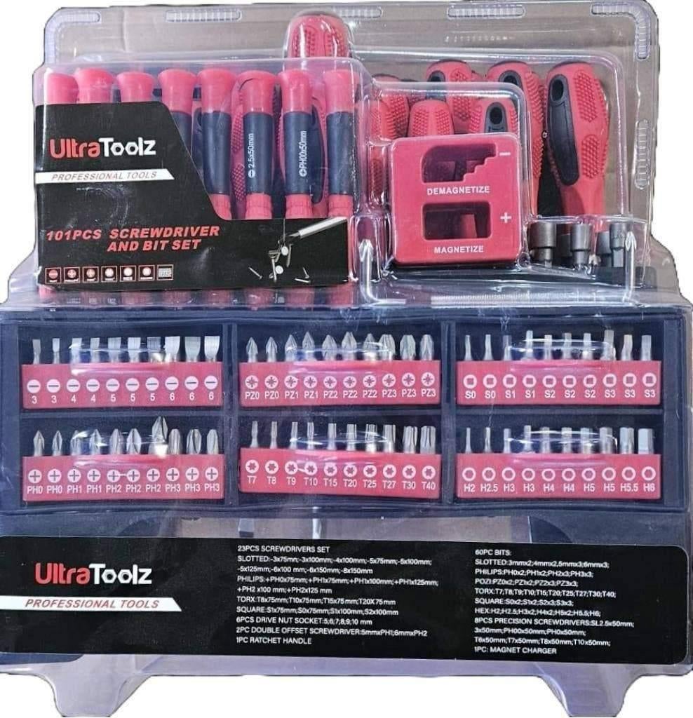 Schroevendraaierset 101 Delig + Bitset – Gereedschap Set, Auto diversen, Autogereedschap, Info@purbesa.nl, Nieuw, Purbesa, Purbesa