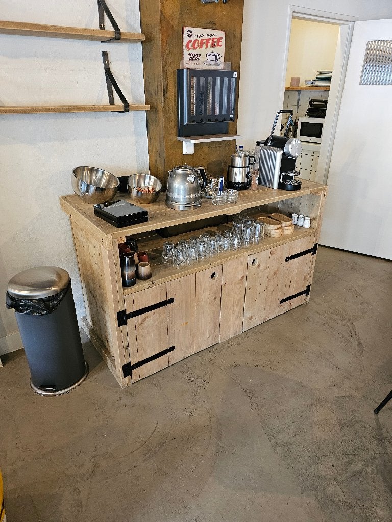 Steigerhouten Koffiebarmeubel, Ophalen, Gebruikt