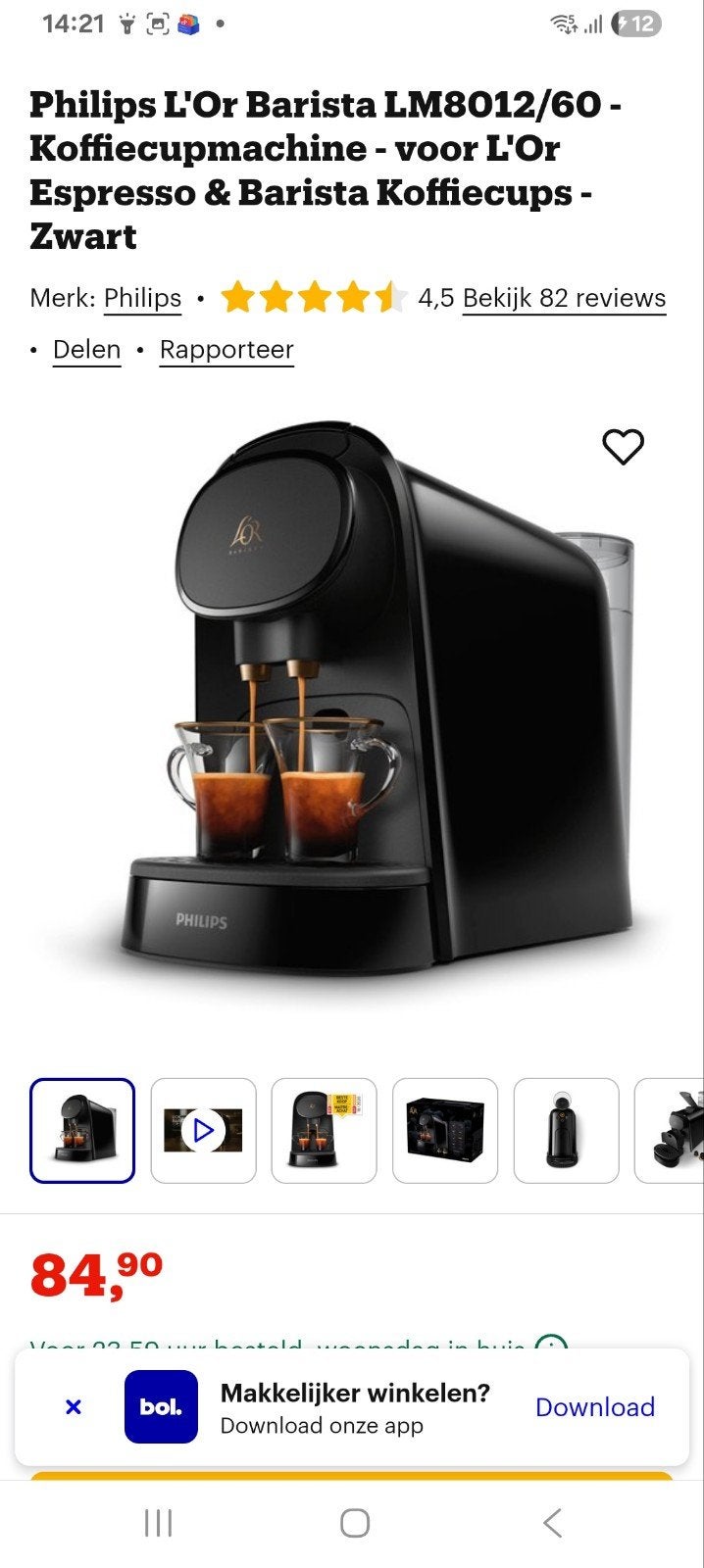 L'OR Barista Piano Noir Koffiemachine - Nieuw in doos, Ophalen