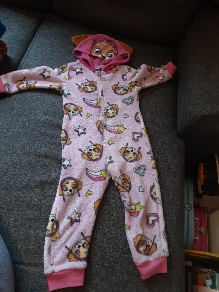 Paw Patrol Skye Onesie - Roze Fleece Pyjama maat 98-104, Ophalen of Verzenden, Gebruikt, Paw Patrol, Meisje
