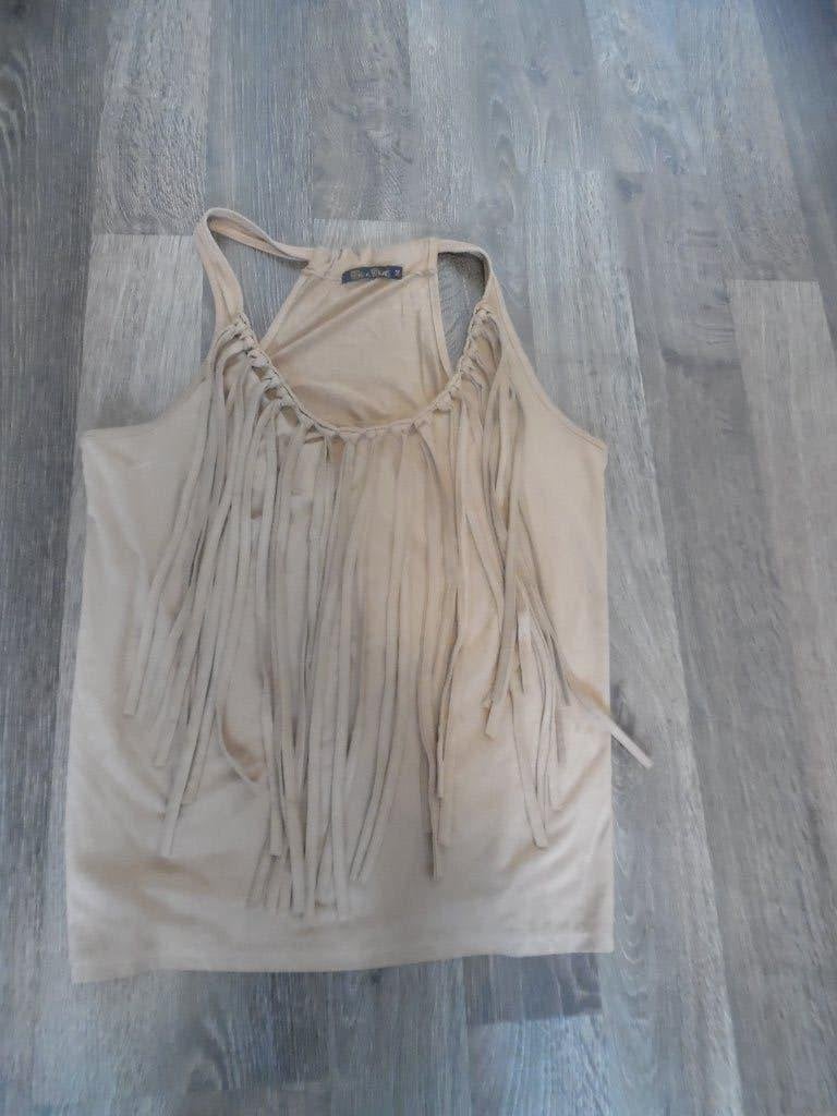Mouwloze top met franjes Be a Diva, Beige, Ophalen of Verzenden, Be a Diva, Zo goed als nieuw