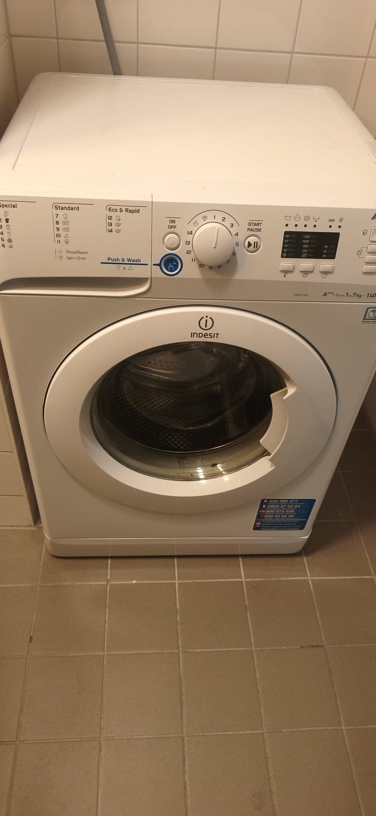Indesit Innex wasmachine 7kg, Ophalen of Verzenden, Zo goed als nieuw, 85 tot 90 cm, 1200 tot 1600 toeren