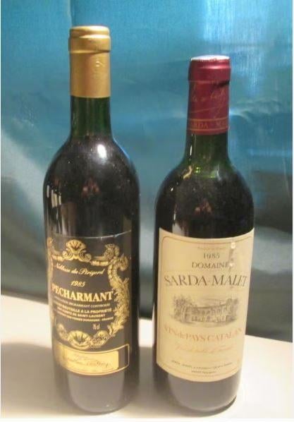 2 Prima Oude Rode Franse Wijnen van 1985, Frankrijk, Ophalen of Verzenden, Zo goed als nieuw, Rode wijn