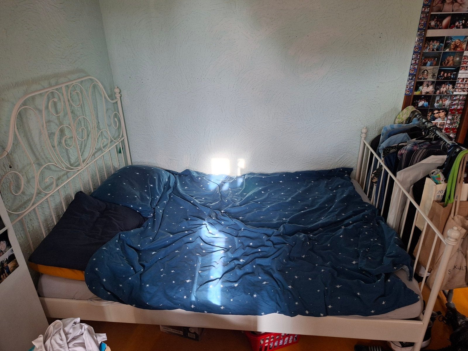 IKEA LEIRVIK Tweepersoonsbed (140x200 cm) met lattenbodem, Huis en Inrichting, Slaapkamer | Bedden, Ophalen, Gebruikt, Wit, Romantisch