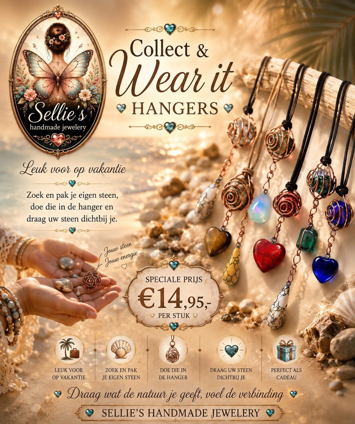 🦋 Sellie's handmade jewelery 🦋, Sieraden, Tassen en Uiterlijk, Kettingen, Overige materialen, Overige kleuren, Nieuw, Ophalen of Verzenden