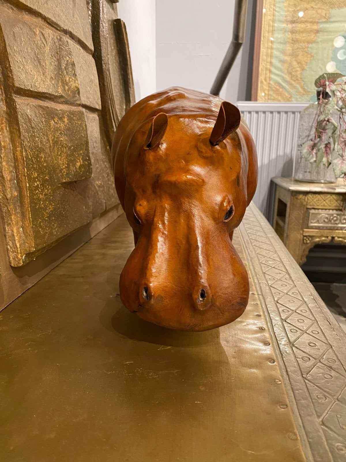 Decoratief leren nijlpaard in bruin leer, Ophalen of Verzenden, Nieuw, Bruin, Leer