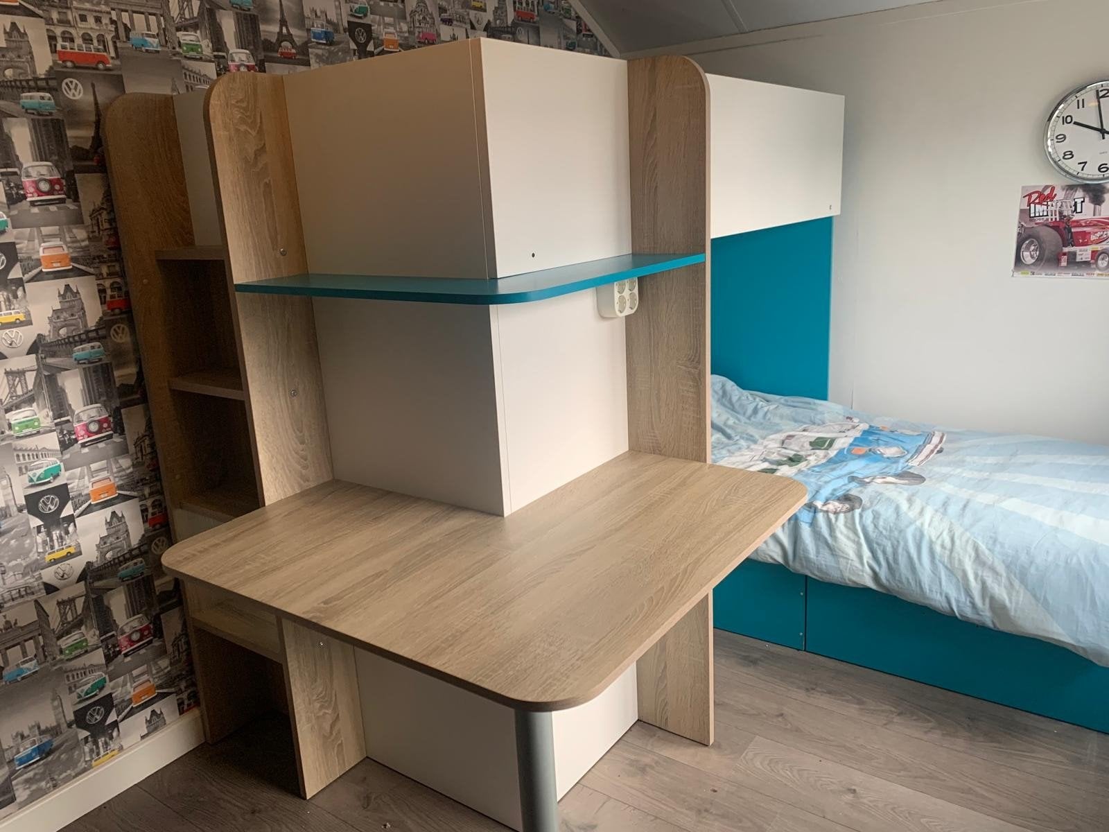 Stapelbed met bureau, kast en lade., Ophalen, Zo goed als nieuw, Stapelbed