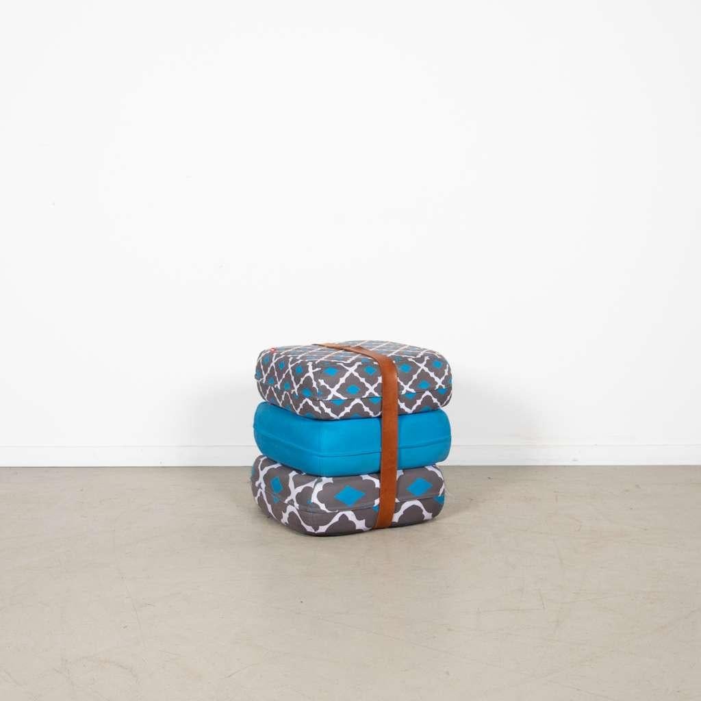 9x Fatboy Baboesjka Poef Blauw/Grijs Stof (Patroon 1)