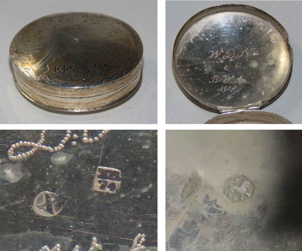 Antiek zilveren rond doosje, 1857-1918, Antiek en Kunst, Verzenden, Zilver