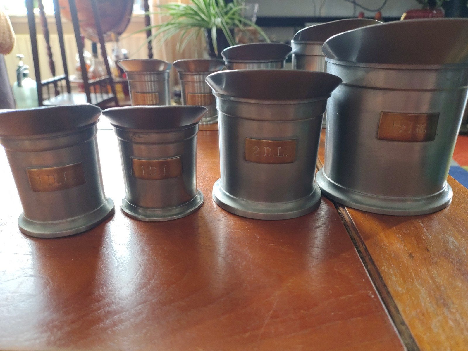 Antieke tinnen maatbekers set - 4 stuks, Antiek en Kunst, Antiek | Tin, Ophalen of Verzenden