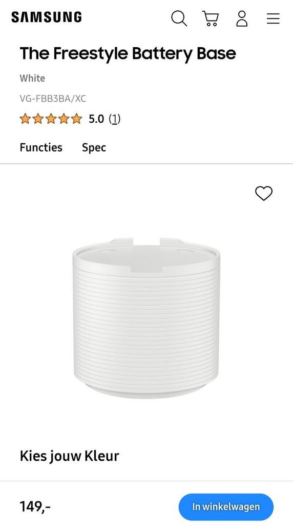 Samsung Freestyle Batterijbasis (Wit), Ophalen