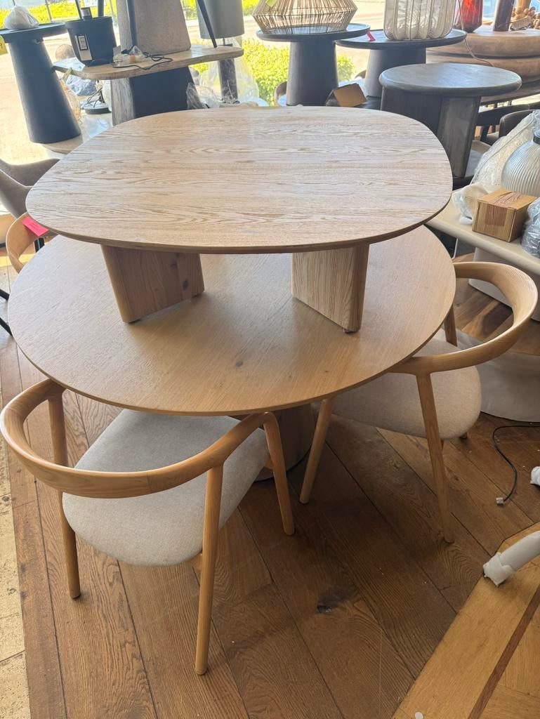Houten Eleonora Nola Eettafel COMBI, Ophalen of Verzenden, Nieuw, Rond, 100 tot 150 cm