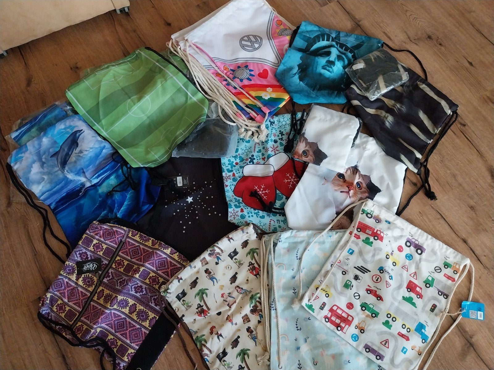 32 nieuwe gymtasjes / gymzakken kinderen – complete partij, Ophalen of Verzenden, Nieuw, Rugzak, Overige kleuren