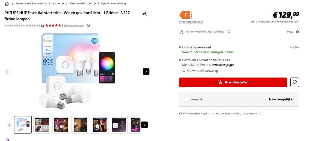PHILIPS HUE Essential starterkit 3x E27, Ophalen of Verzenden, Nieuw, E27 (groot), Overige typen