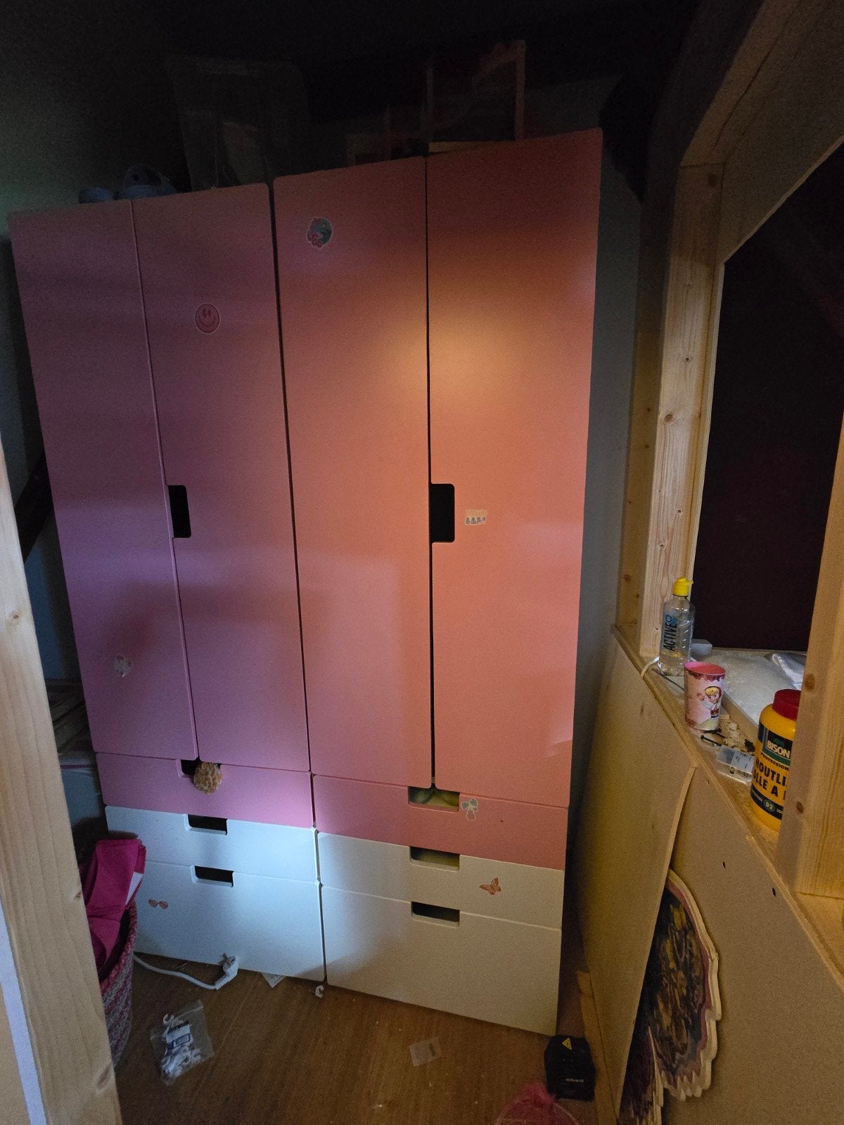 2 Stuva kledingkasten met lades - Roze/Wit, Gebruikt, Modern, Speels, 50 tot 100 cm, 150 tot 200 cm