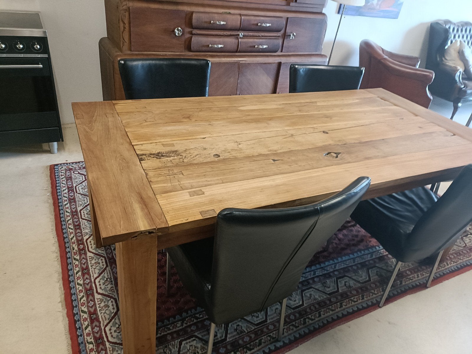 teakhouten eettafel, Ophalen, Zo goed als nieuw, Landelijk, modern