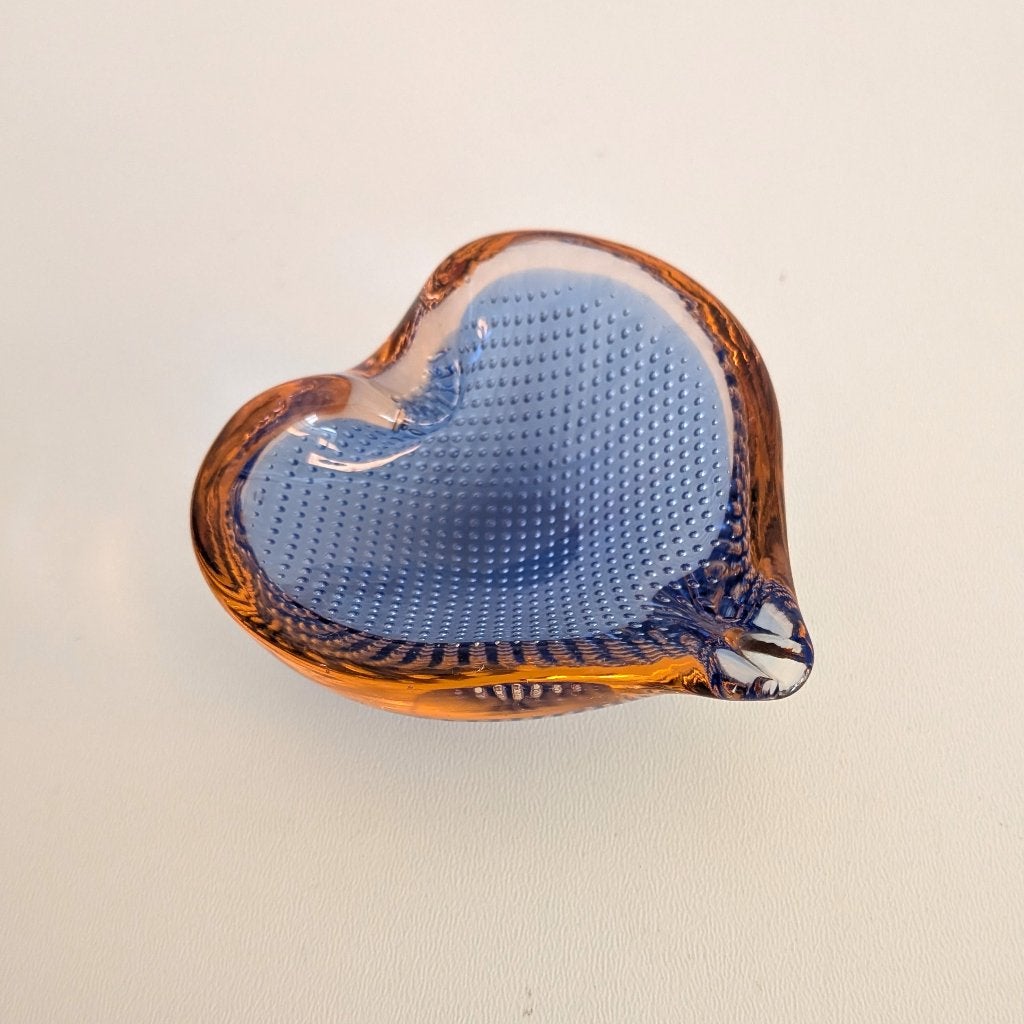 Vintage Murano met luchtbellen hartvormig klein schaaltje, Ophalen of Verzenden