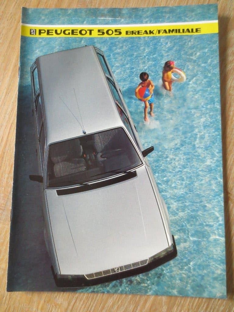 Autofolder : Peugeot 505 Break/Familiale. Folder uit 1985., Ophalen of Verzenden, Nieuw, Peugeot
