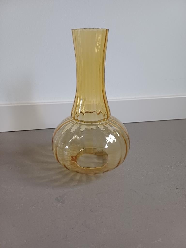 Lampenkap geel glas retro, Ophalen of Verzenden, Rond, Minder dan 25 cm