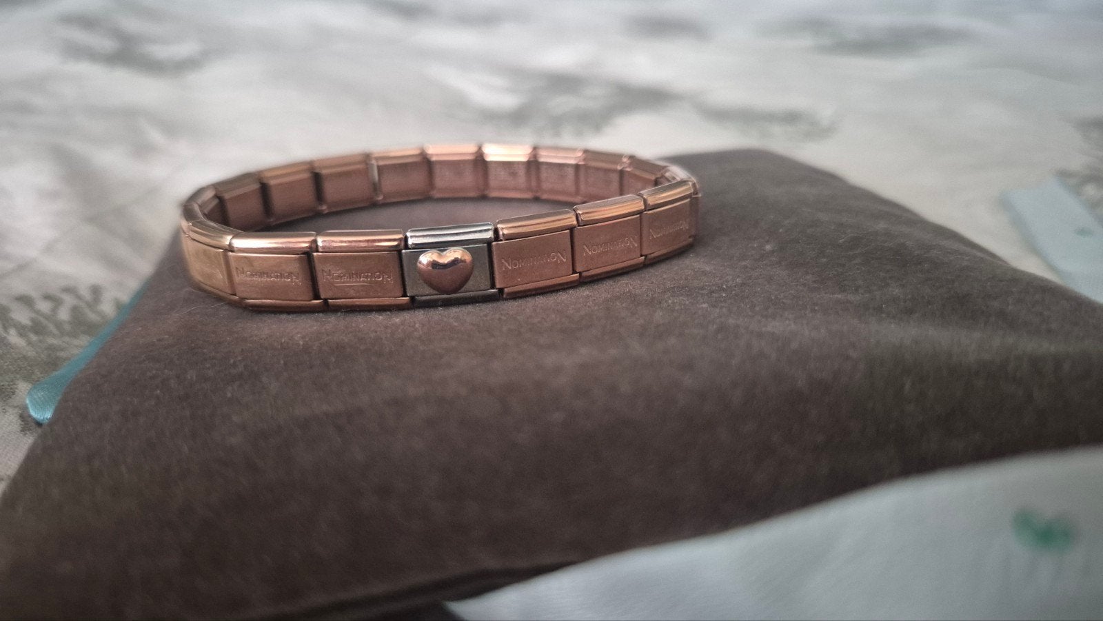 Nomination schakelarmband rosegoud met hartje, Sieraden, Tassen en Uiterlijk, Armbanden, Staal, Ophalen of Verzenden, Zo goed als nieuw