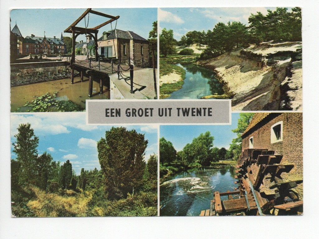 Ansichtkaart: Een groet uit Twente (Kasteel Twickel, Dinkel), Ophalen of Verzenden, 1960 tot 1980, Ongelopen, Overijssel