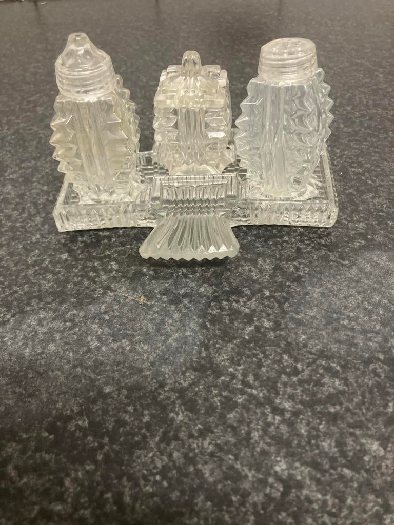 Vintage Glazen Zoutvaatje Set - Licht Beschadigd, Ophalen of Verzenden
