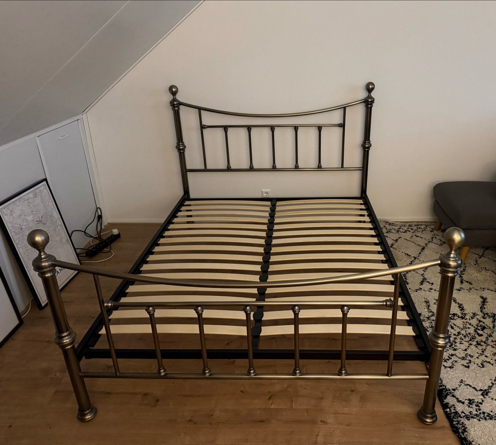Tweepersoons metalen bedframe 160x180 cm, Ophalen, Gebruikt, Overige kleuren, Tweepersoons