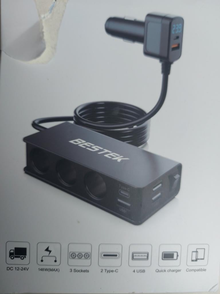 12 V auto FM transmitter +12V +  USB-C + USB bluetooth, Ophalen, Nieuw