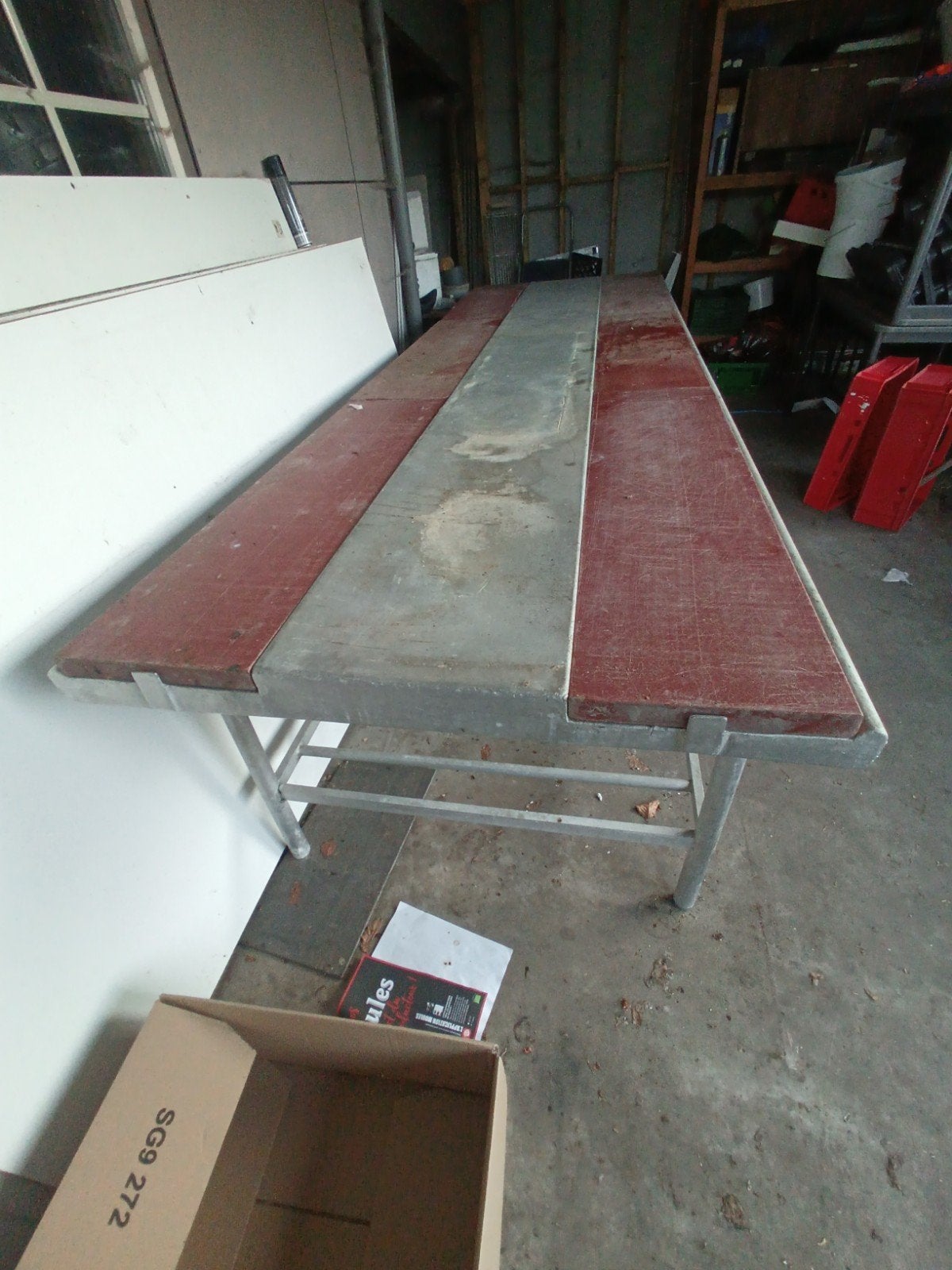 Werk snijtafel lange 3,50 m, Ophalen