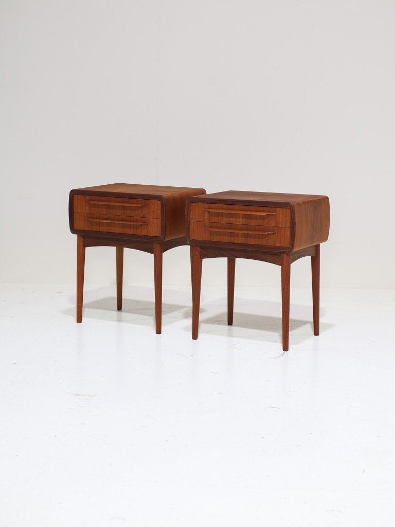 Nachtkastjes Johannes Andersen teak Silkeborg Deens 1960s, Huis en Inrichting, Minder dan 45 cm, -, -, Ophalen of Verzenden