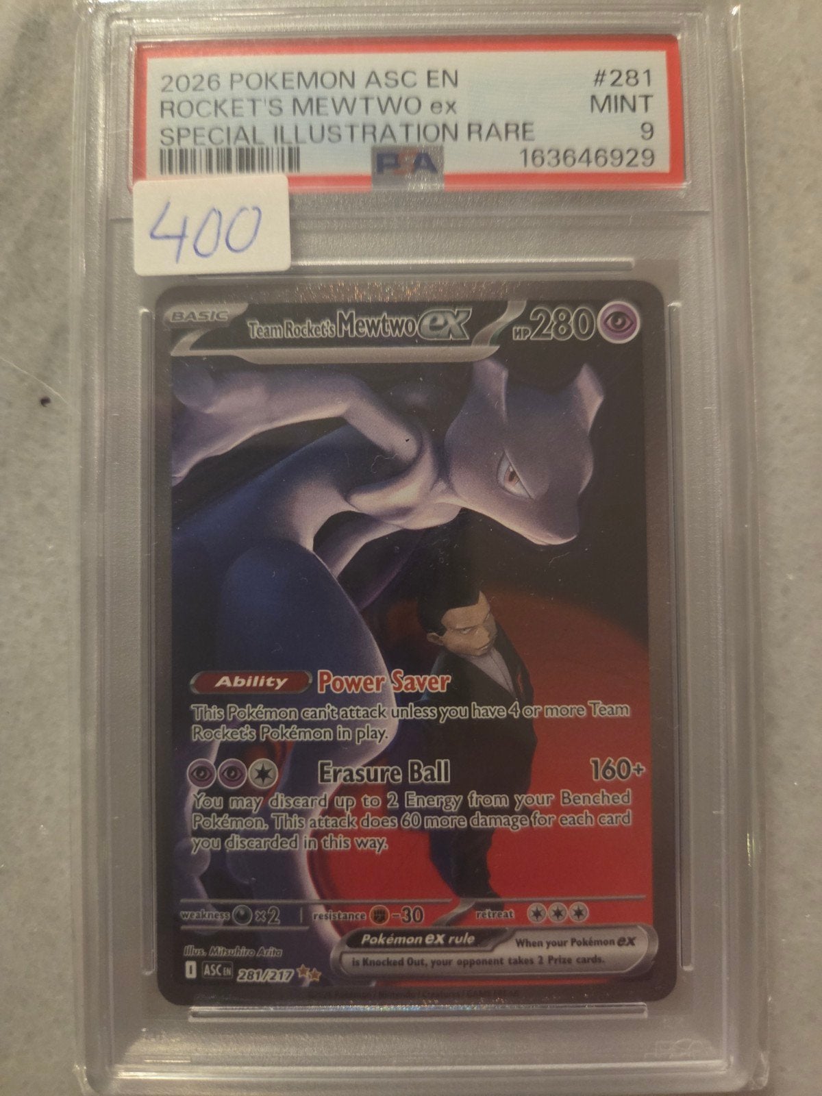team rocket's mewtwo #281 psa 9, Ophalen of Verzenden, Zo goed als nieuw