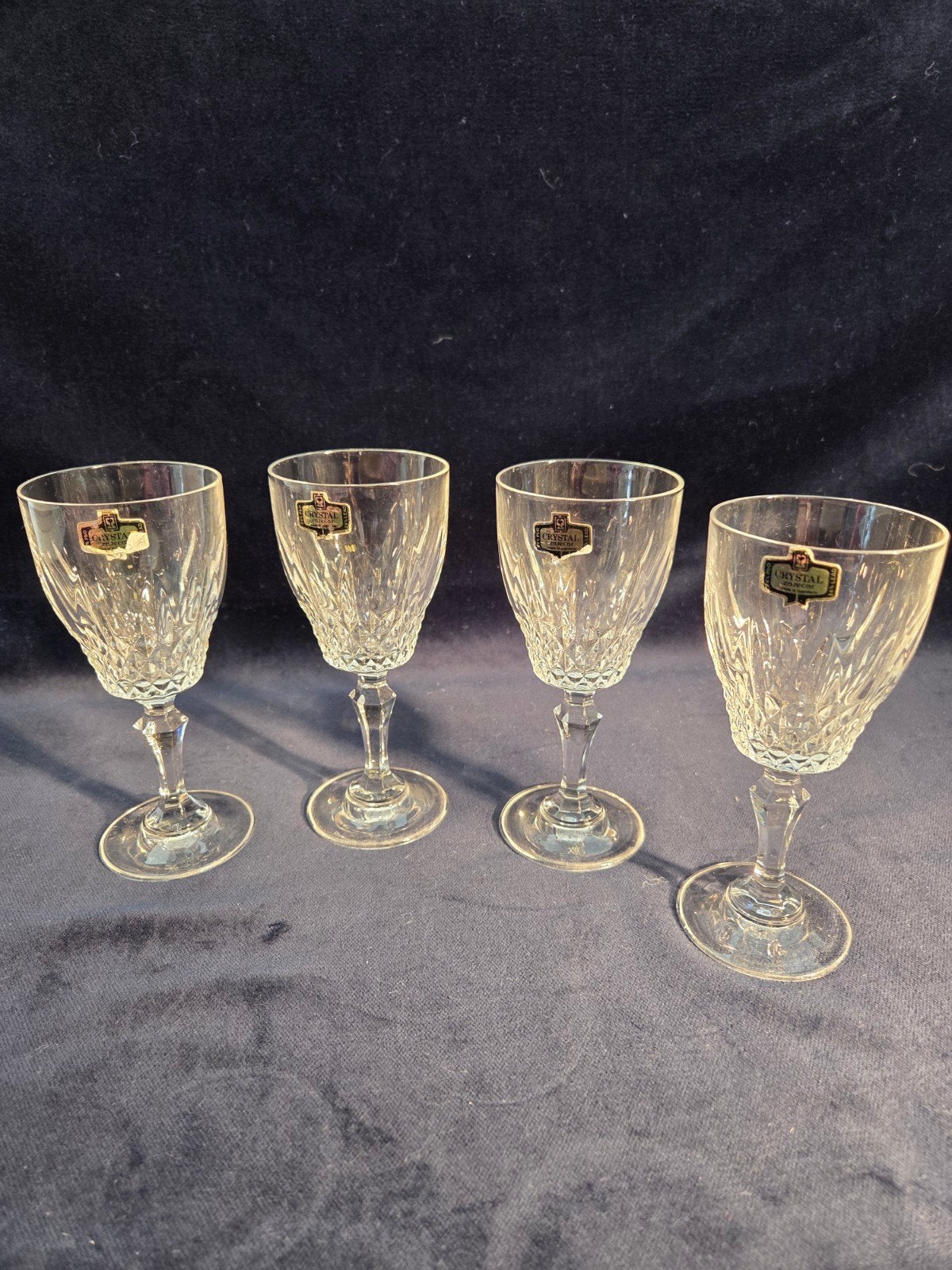 Set van 4 kristallen glazen - 14,5 cm hoog, Antiek en Kunst, Ophalen of Verzenden