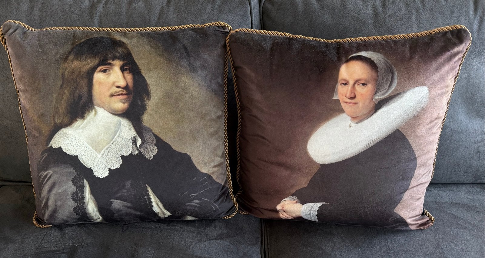 2 Mars & More sierkussens met man en vrouw, Ophalen, Meerkleurig, Met print, Vierkant