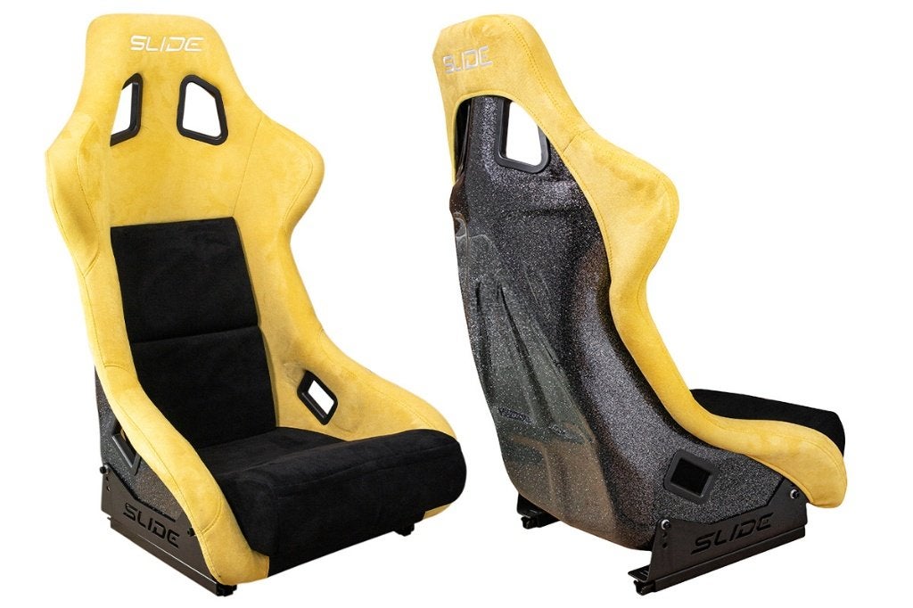 Slide KS2 Kuipstoel geel zwart suede alcantara glitter