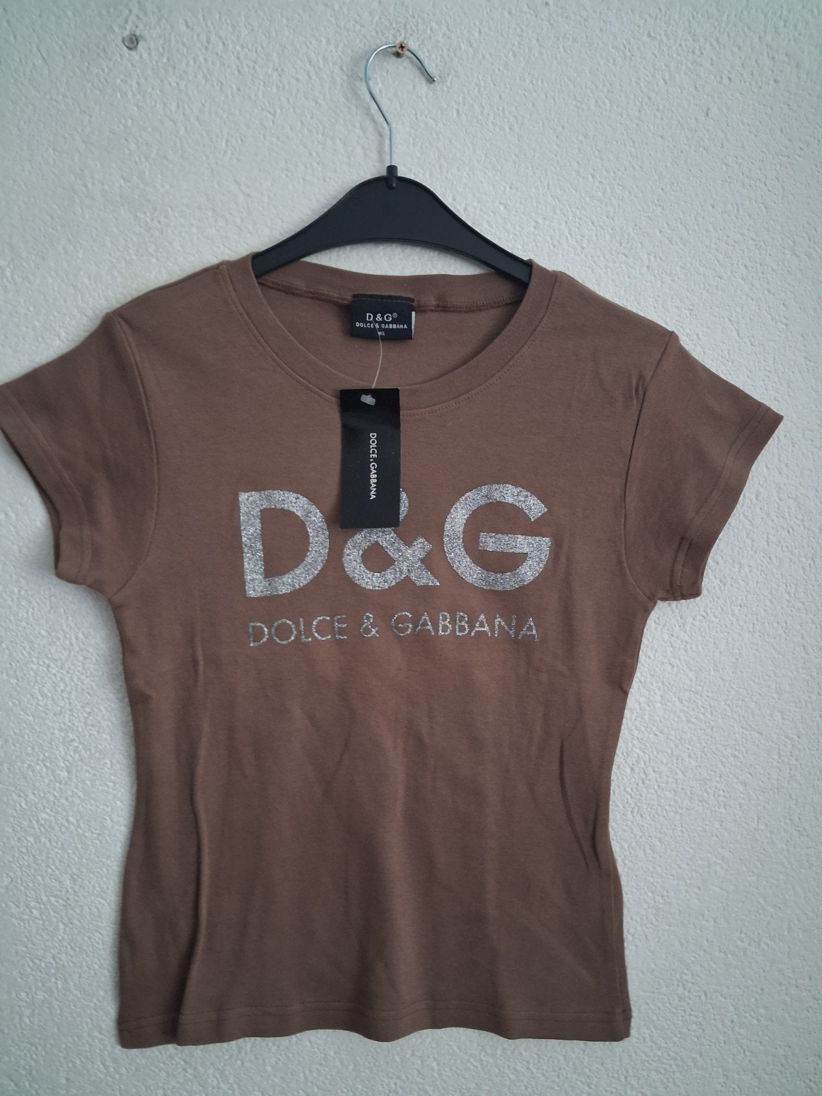 D&G Dolce & Gabbana T-shirt Bruin Maat M, Maat 38/40 (M), Dolce & Gabbana, Bruin, Ophalen of Verzenden