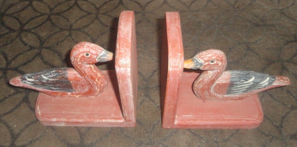 Boeksteunen eenden, Houtsnijwerk hand-painted, De Filipijnen, Ophalen of Verzenden