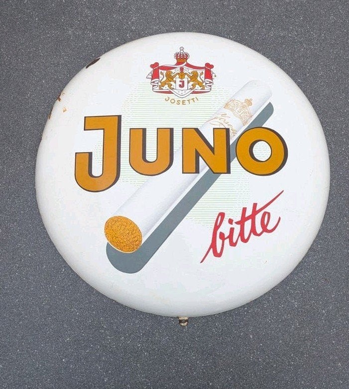Vintage JUNO Emaille Bord - Duits, 1955 - Ø 55 cm, Ophalen of Verzenden