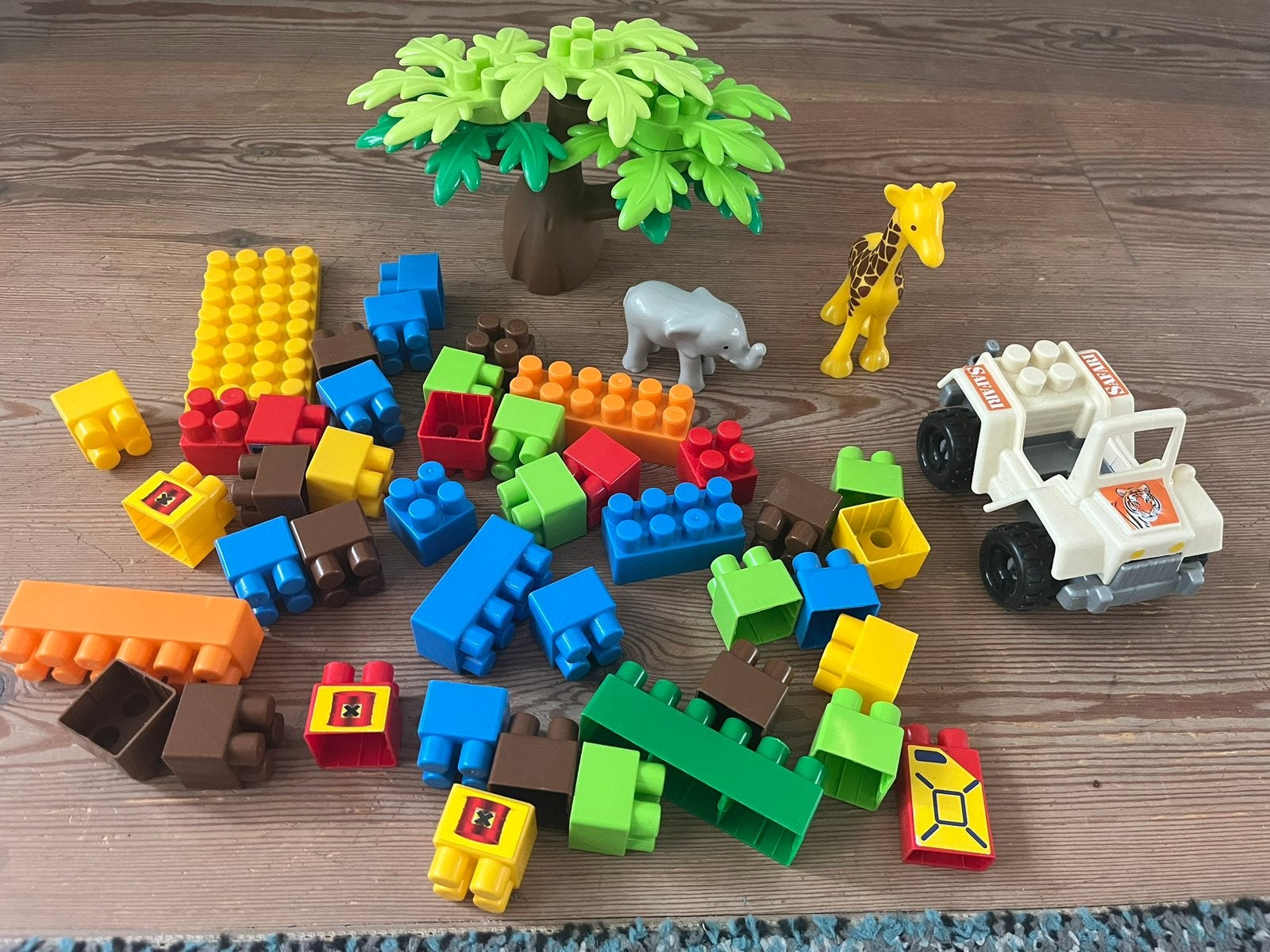 Mega bloks Grote bouwstenen met safari thema olifant giraf, Ophalen of Verzenden, Gebruikt, Megabloks