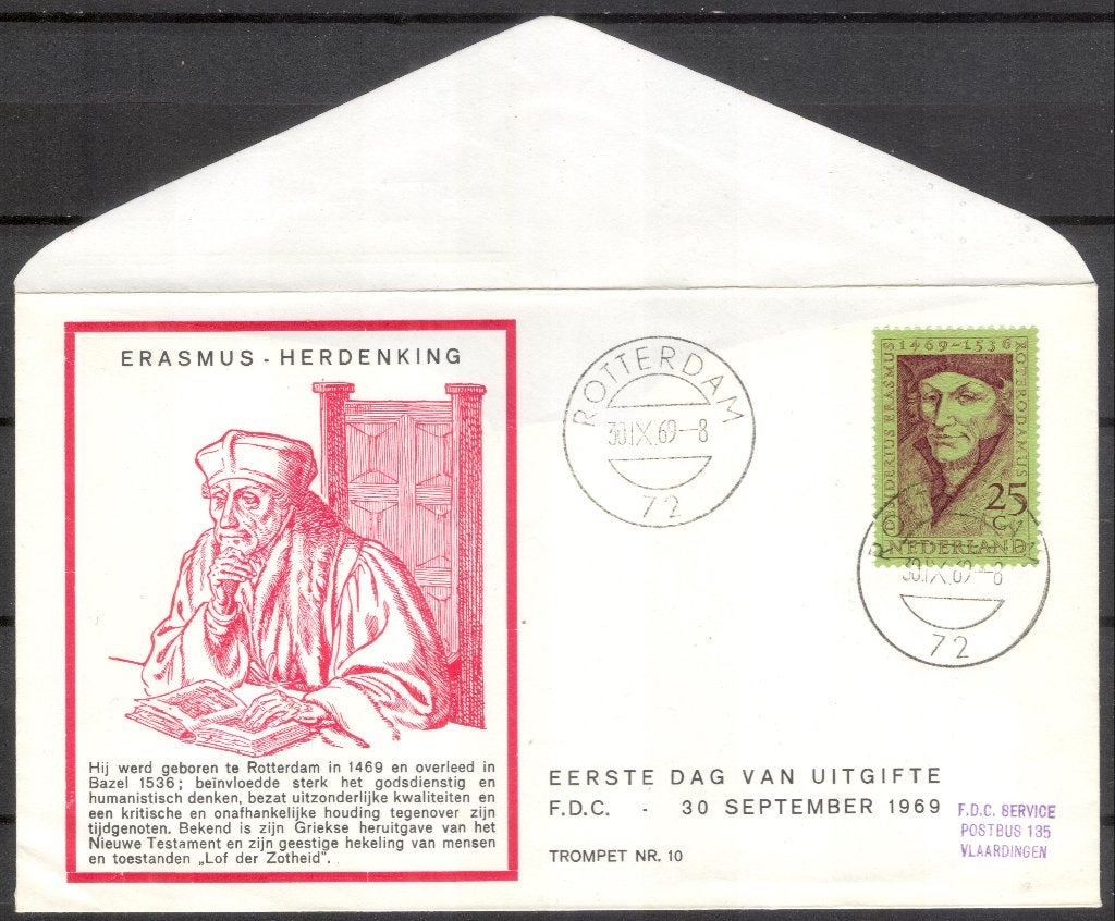 Erasmus herdenking 1969, Verzenden, Envelop