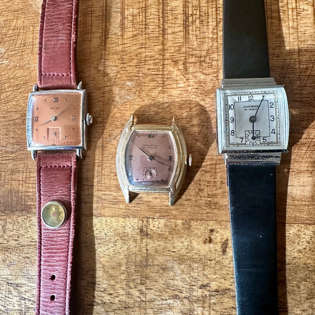 Drie Zwitserse Art Deco horloges voor restauratie/onderdelen, Sieraden, Tassen en Uiterlijk, Overige merken, Overige materialen