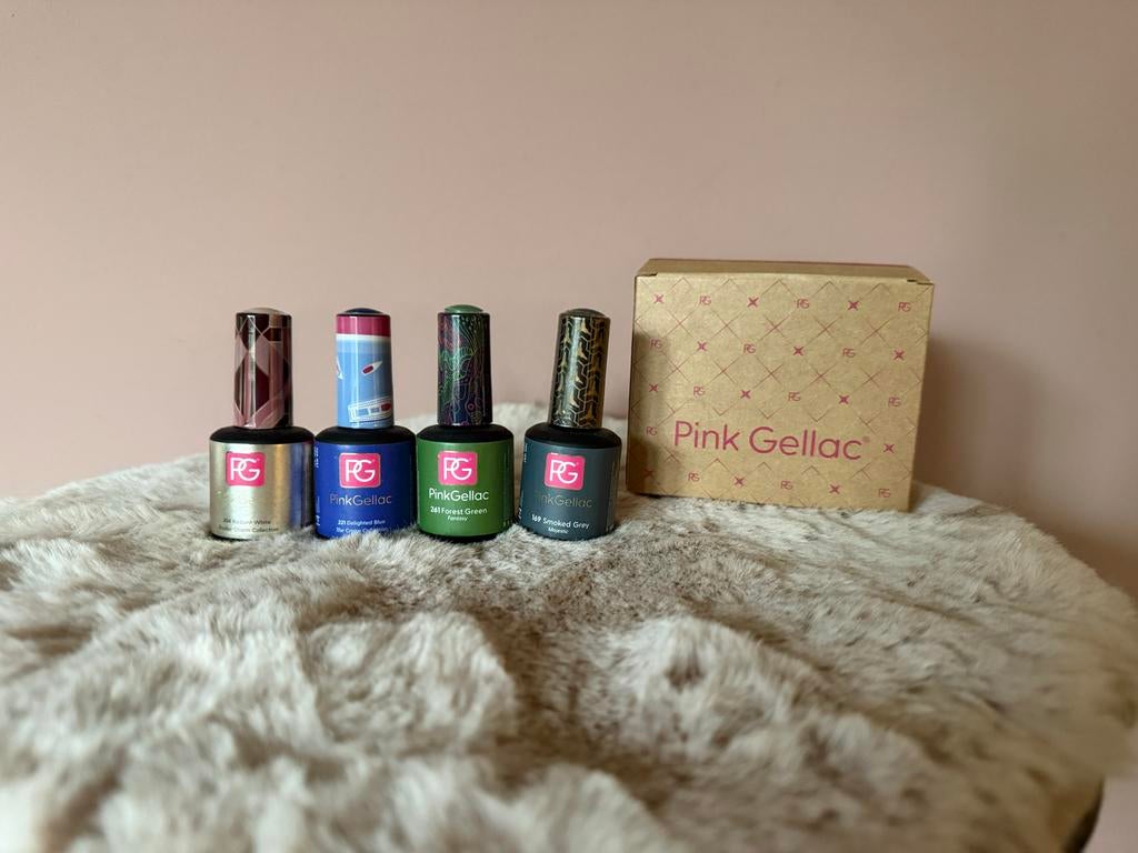 Pink Gellac gellak set - 4 kleuren, Overige kleuren, Ophalen of Verzenden, Zo goed als nieuw, Handen en Nagels