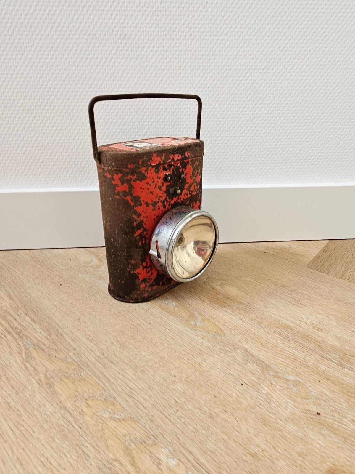 Antieke Witte Kat Draaglamp - Vintage Zaklamp, Ophalen of Verzenden