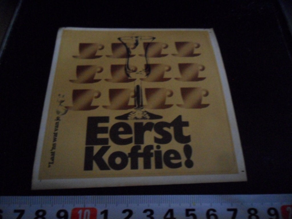 sticker PTT telecom Laat eens wat van je horen EERST KOFFIE, Ophalen, Zo goed als nieuw