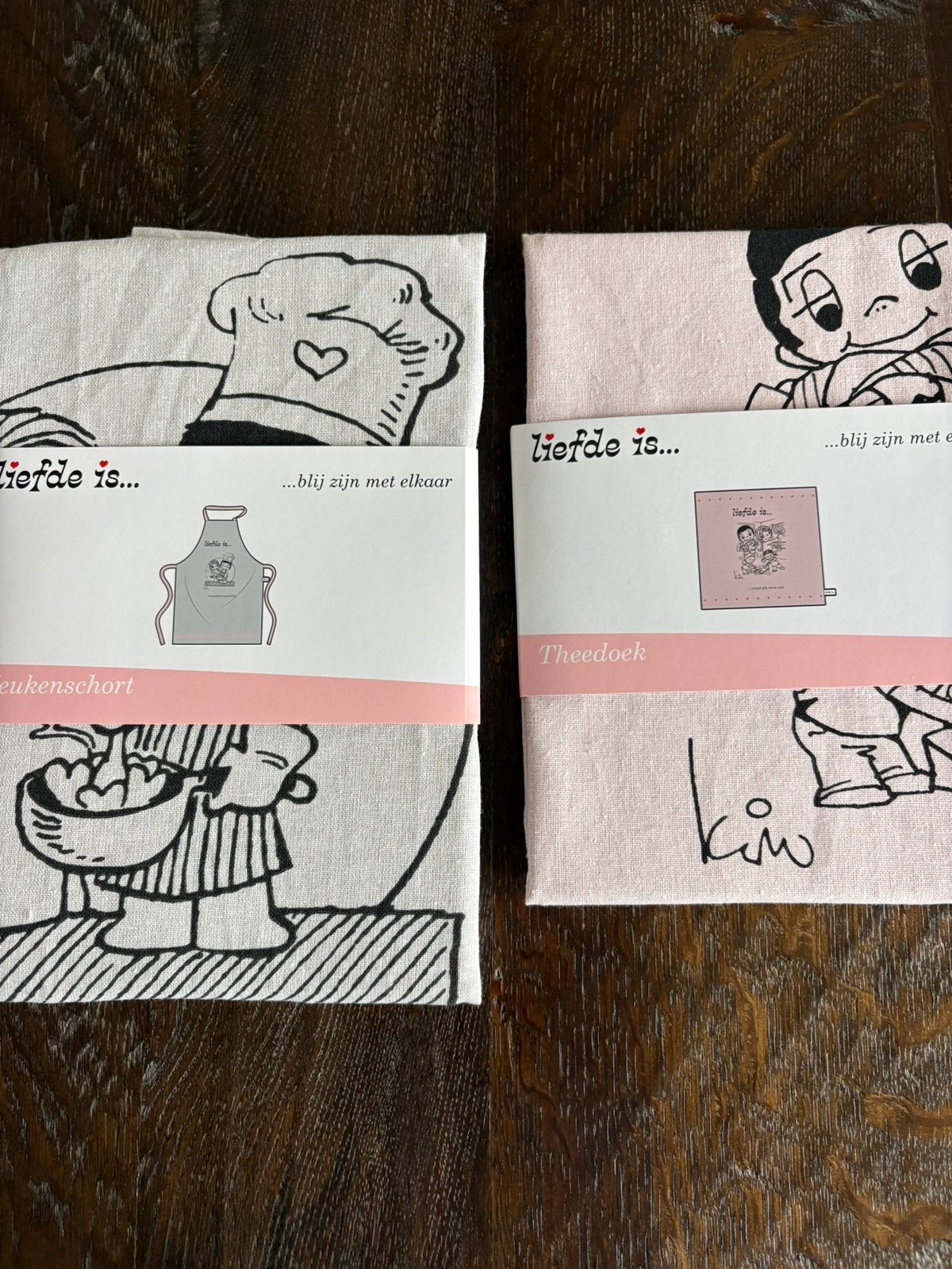 Liefde is….theedoek en schort, Ophalen of Verzenden, Katoen, Roze