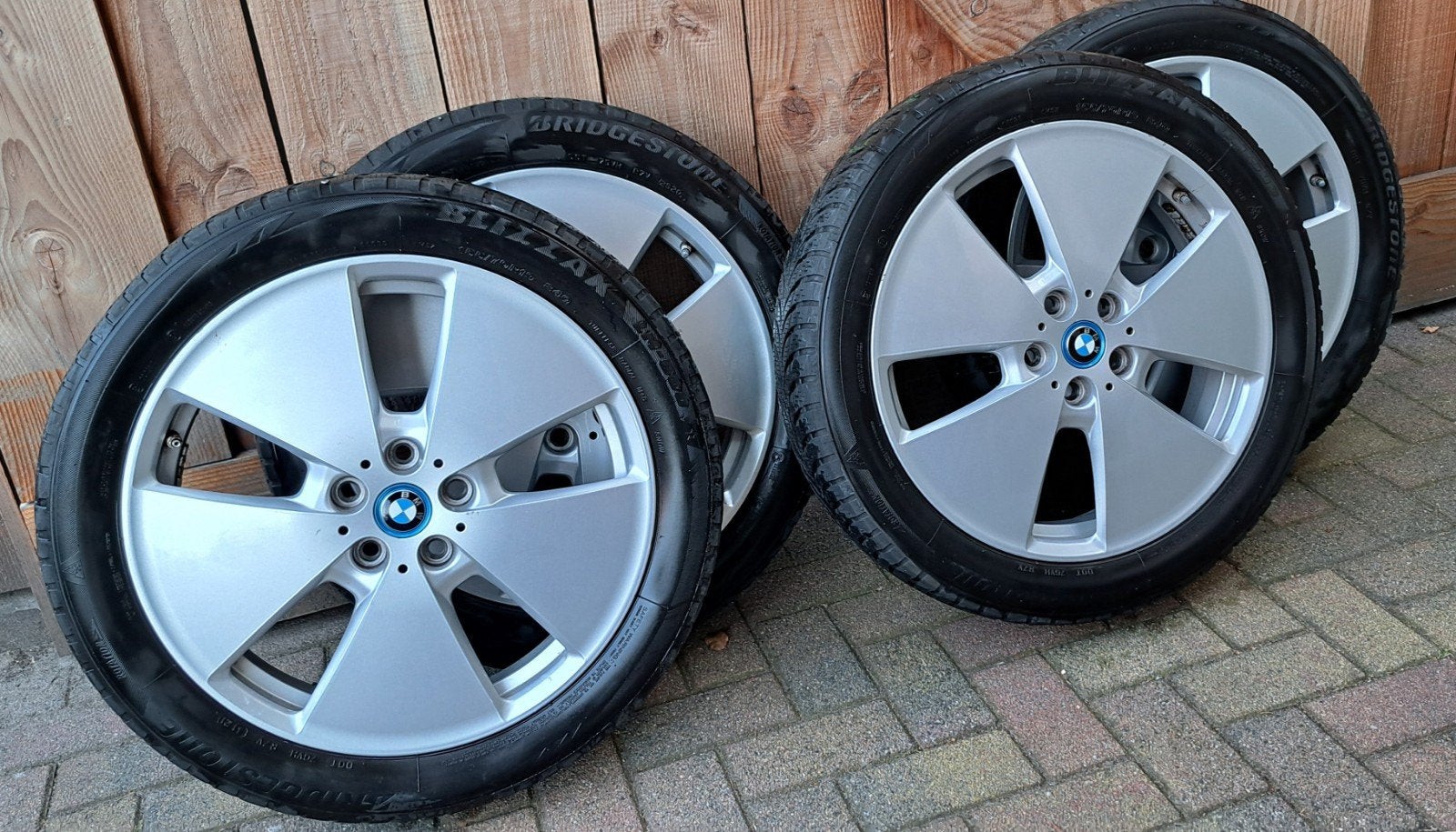BMW i3 velgen 19", winterbanden 155/70/ R19 Bridgestone, Gebruikt, 155 mm, Banden en Velgen, Winterbanden