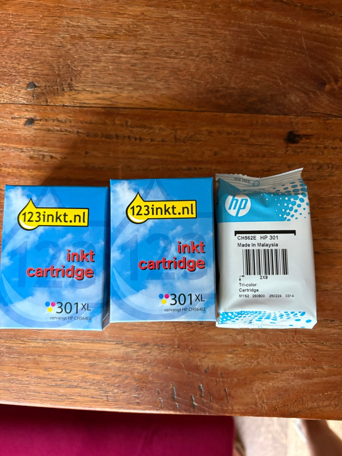 HP 301 XL Cartridges: 2x Huismerk, 1x Origineel HP, Ophalen, Nieuw, Cartridge