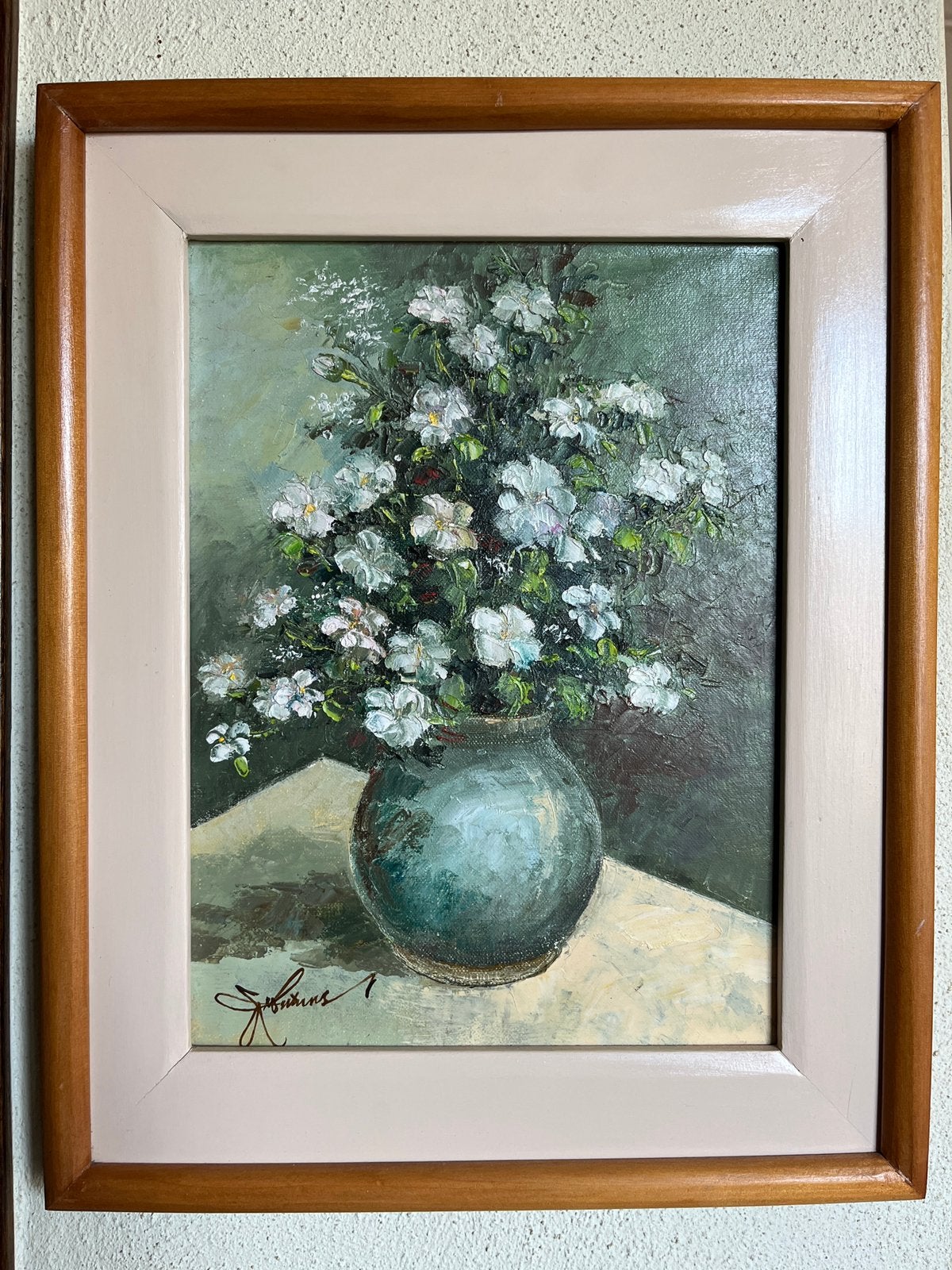 Mooi gesigneerd schilderij: Leo Meneses, Manila ⭐️, Ophalen of Verzenden, Klassiek, Bloemen